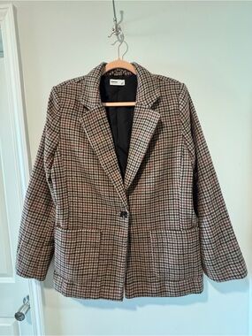 Sonoma Brown Houndstooth Single-Button Blazer